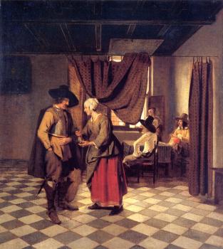 Pieter De Hooch : Paying the Hostess